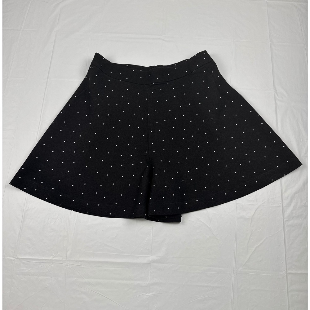 LOFT Black Polka Dot Linen Blend Skort Shorts Skirt Size 8 Business Casual